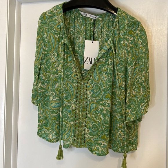 Zara beaded printed blouse.sz XL. NWT. - Picture 6 of 6